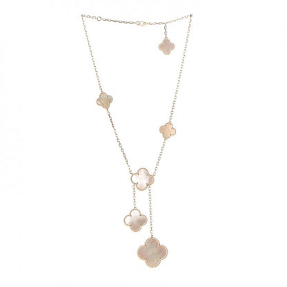 Van Cleef & Arpels 18K Gold Mother of Pearl 6 Motifs Magic Alhambra Necklace 3 of 7