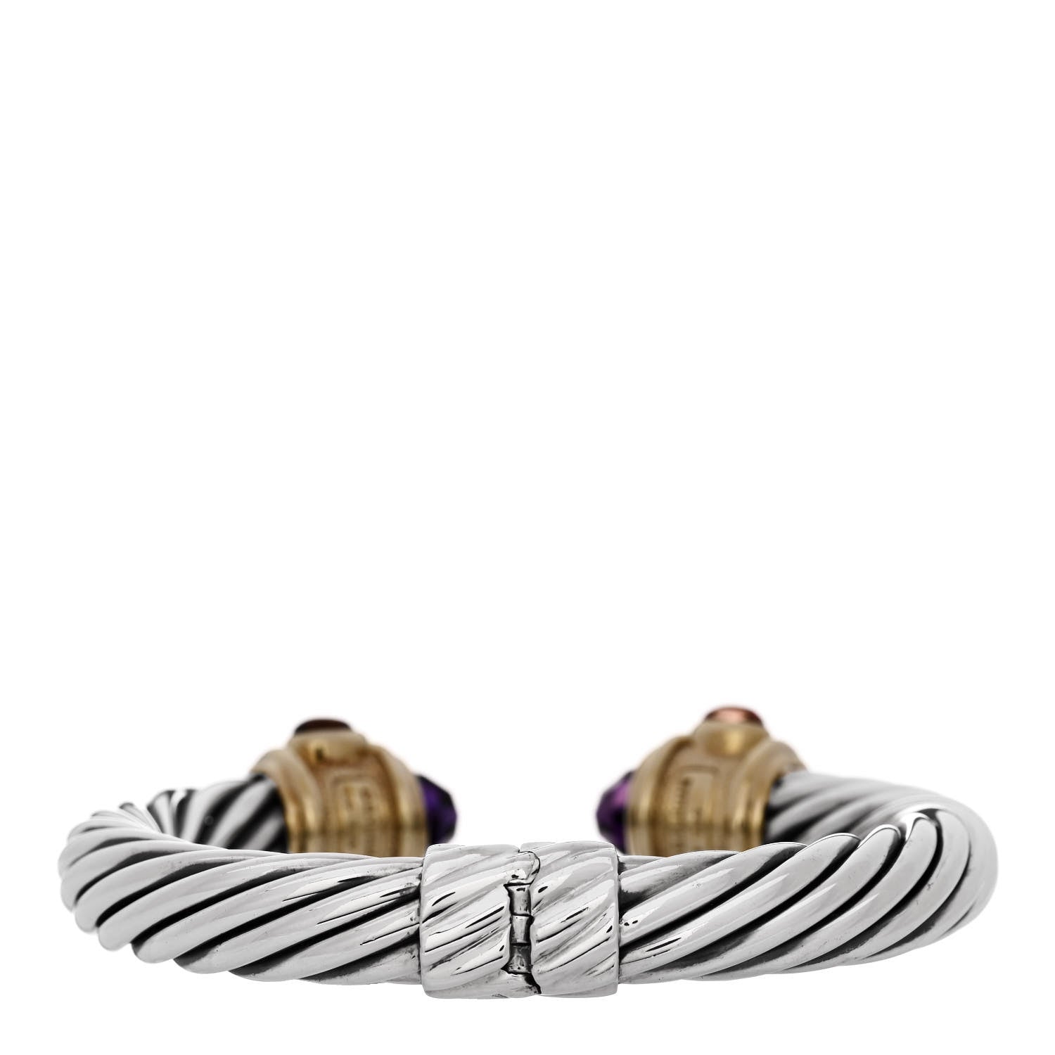 David Yurman Sterling Silver 14K Yellow Gold Amethyst Pink Tourmaline Peridot 10mm Cable Renaissance Bracelet 2 of 3