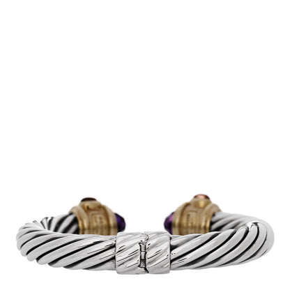 David Yurman Sterling Silver 14K Yellow Gold Amethyst Pink Tourmaline Peridot 10mm Cable Renaissance Bracelet 2 of 3