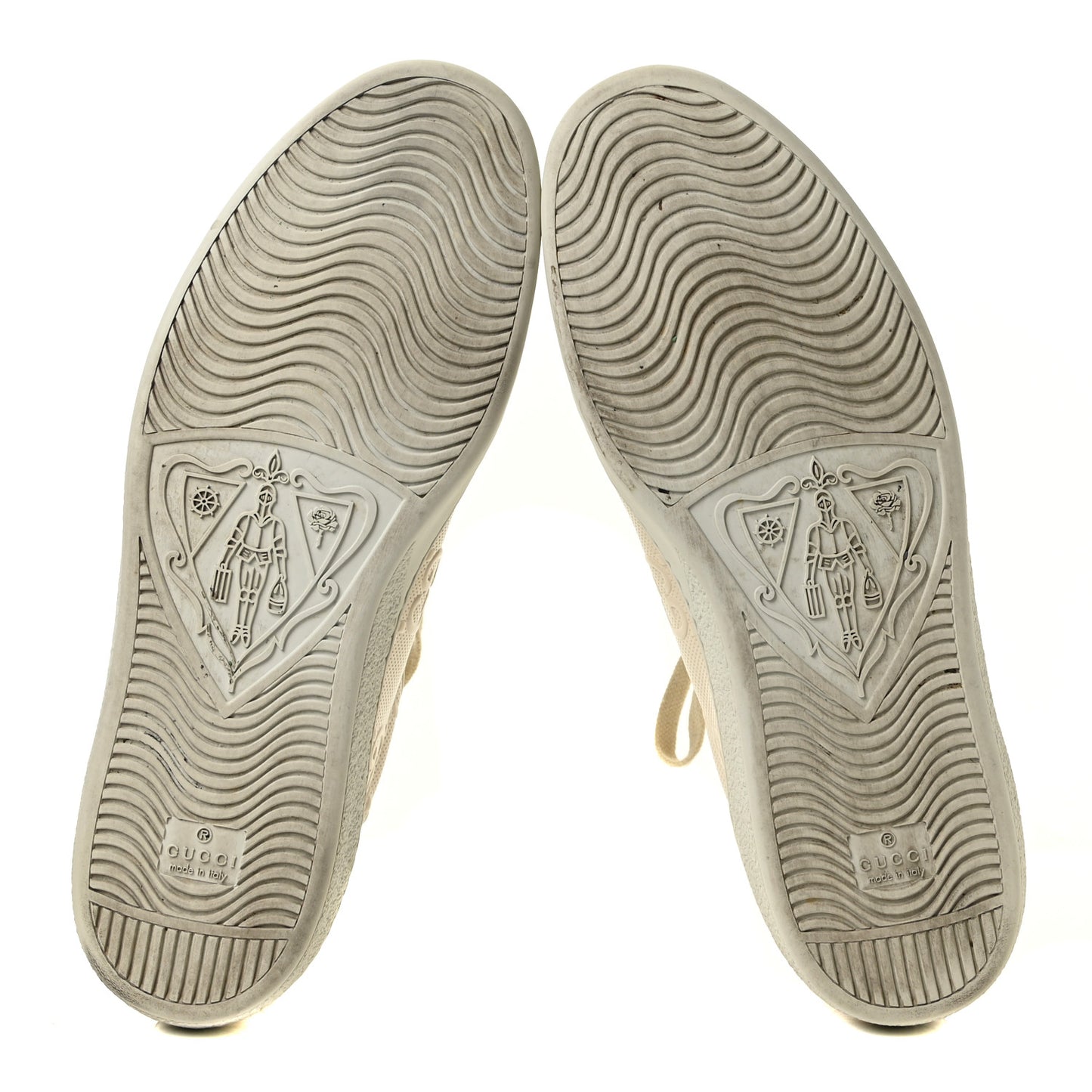 Calfskin GG Tennis Embossed Mens Ace Sneakers 10.5 Mystic White