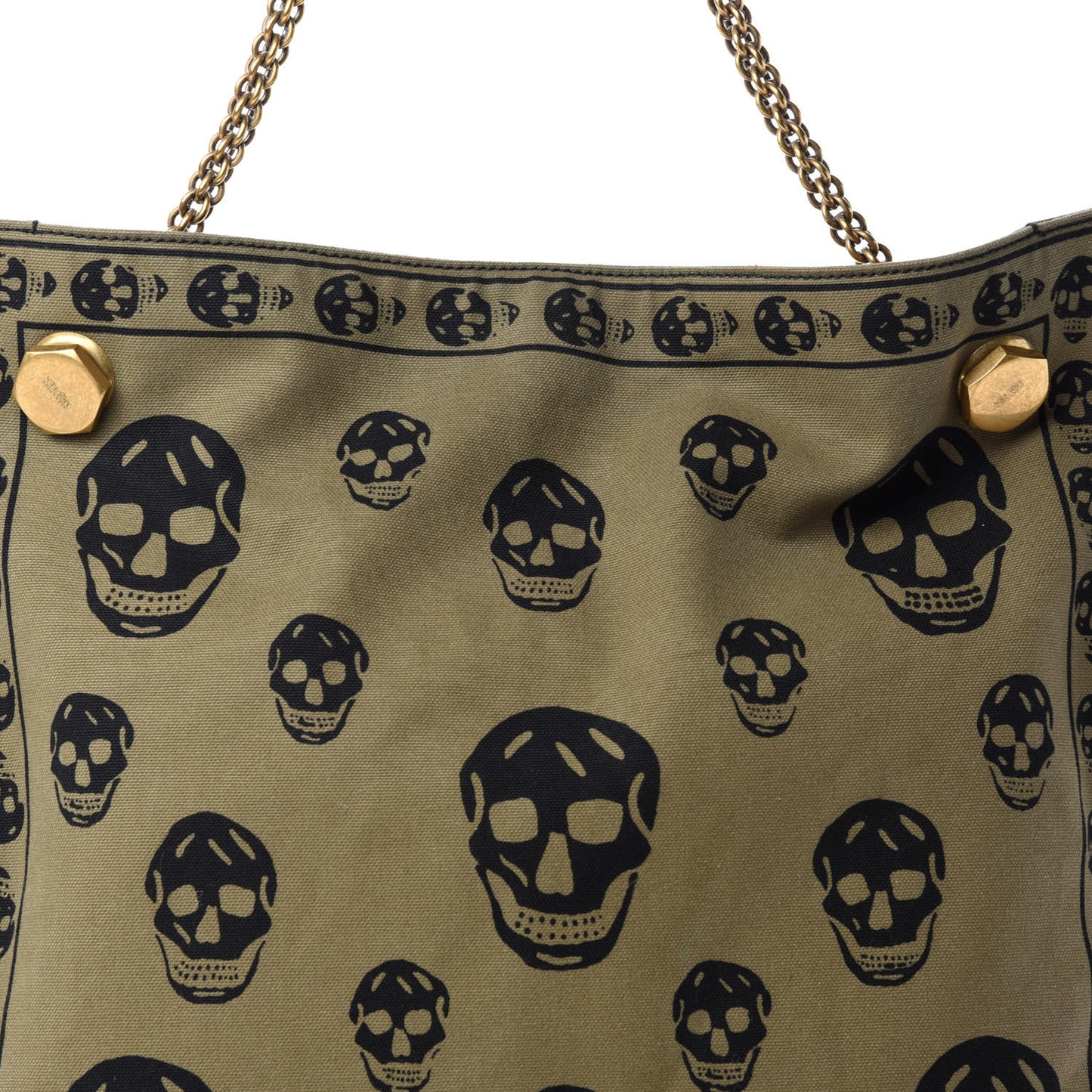 Canvas Skull Print Shopper Green Black