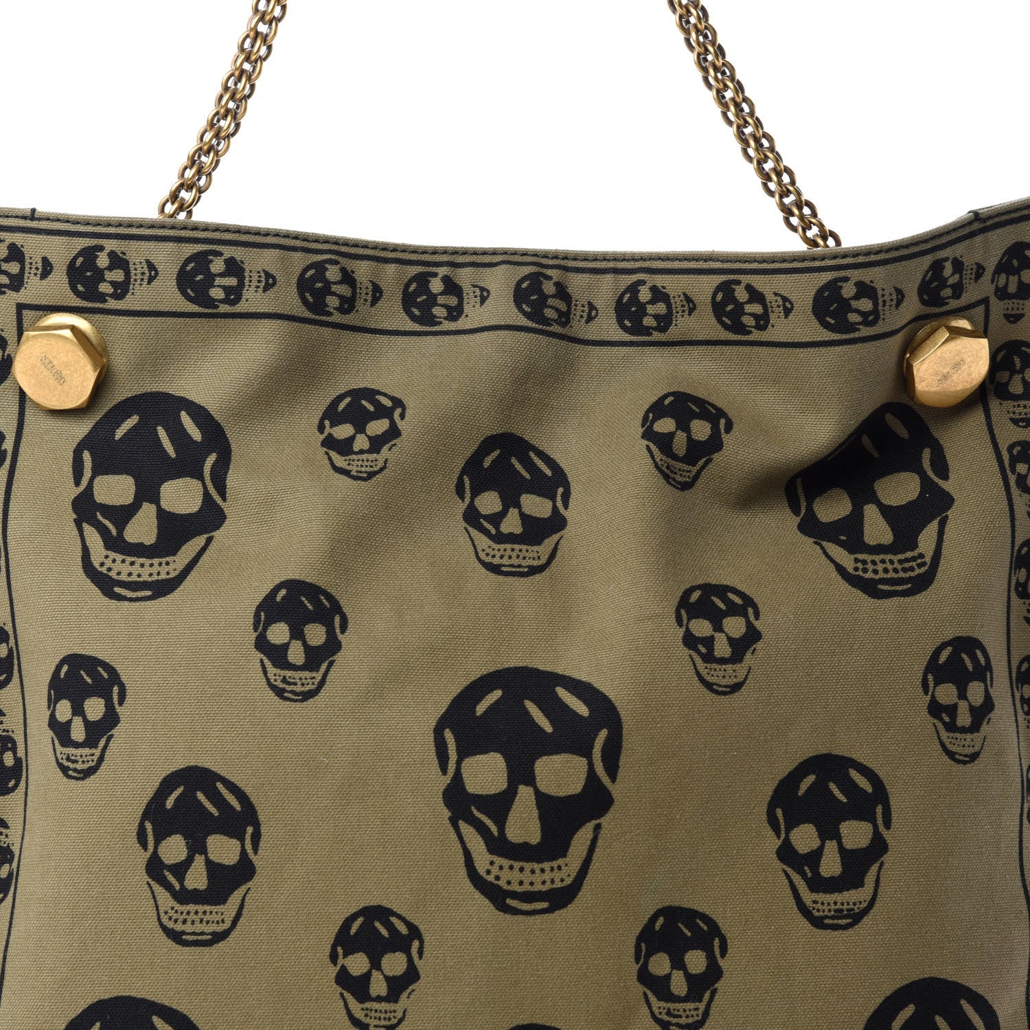 Alexander McQueen Canvas Skull Print Shopper Green Black 10 of 10
