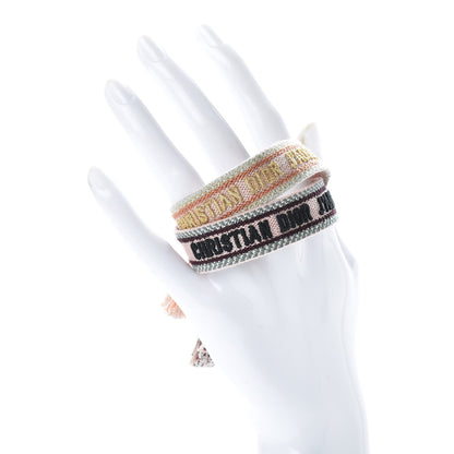 Christian Dior Woven Cotton J'Adior Friendship Bracelet Set Gold Pink 2 of 5