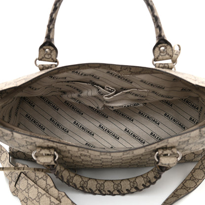 Balenciaga X GUCCI GG Supreme Monogram Neo Classic Silver Hardware City Beige Ebony 6 of 10