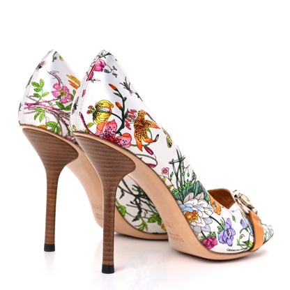 Gucci Satin Flora Print Peep Toe Pumps 7.5 Multicolor 4 of 11