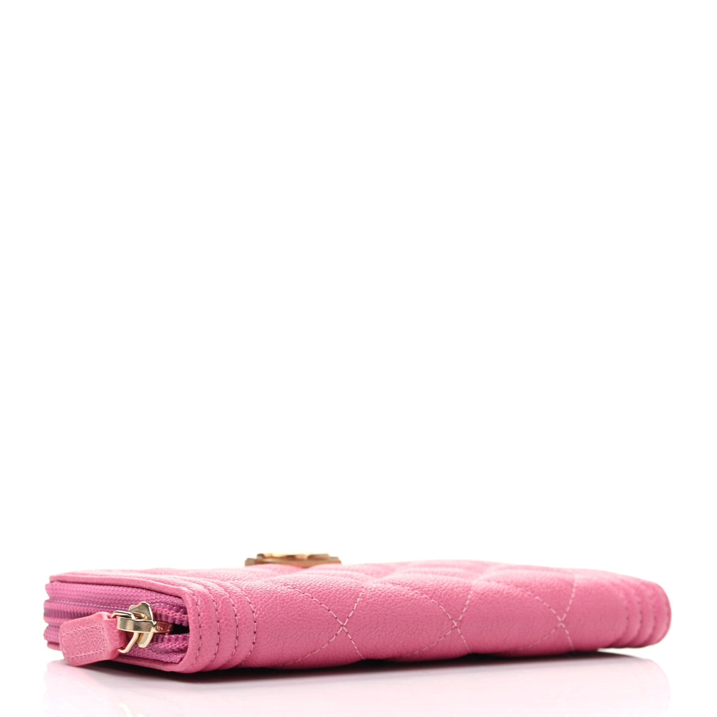 Caviar Quilted Boy Small Zip Around Wallet Pink