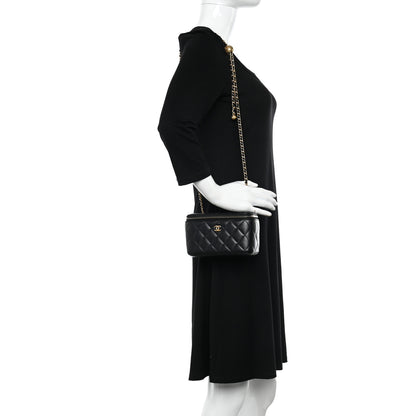 Chanel Lambskin Quilted Pearl Crush Small Vanity Case With Chain Black 2 of 13
