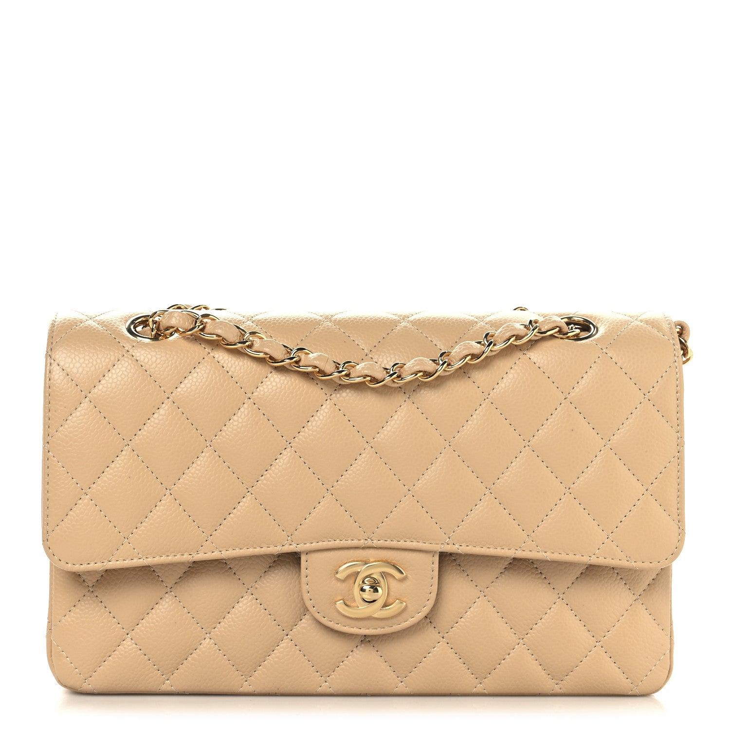 Chanel Caviar Quilted Medium Double Flap Beige 1 of 11