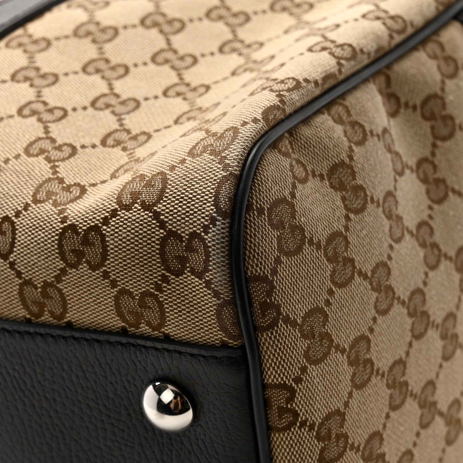 Gucci Monogram Dollar Calfskin Boston Duffle Bag Beige Ebony Testa di Moro Marrone Scuro 10 of 11