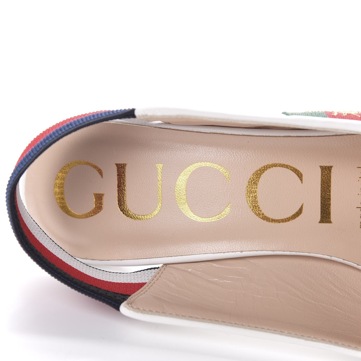 Gucci Malaga Kid Web Sylvie Mid Heel Slingback Pumps 36.5 White 7 of 10