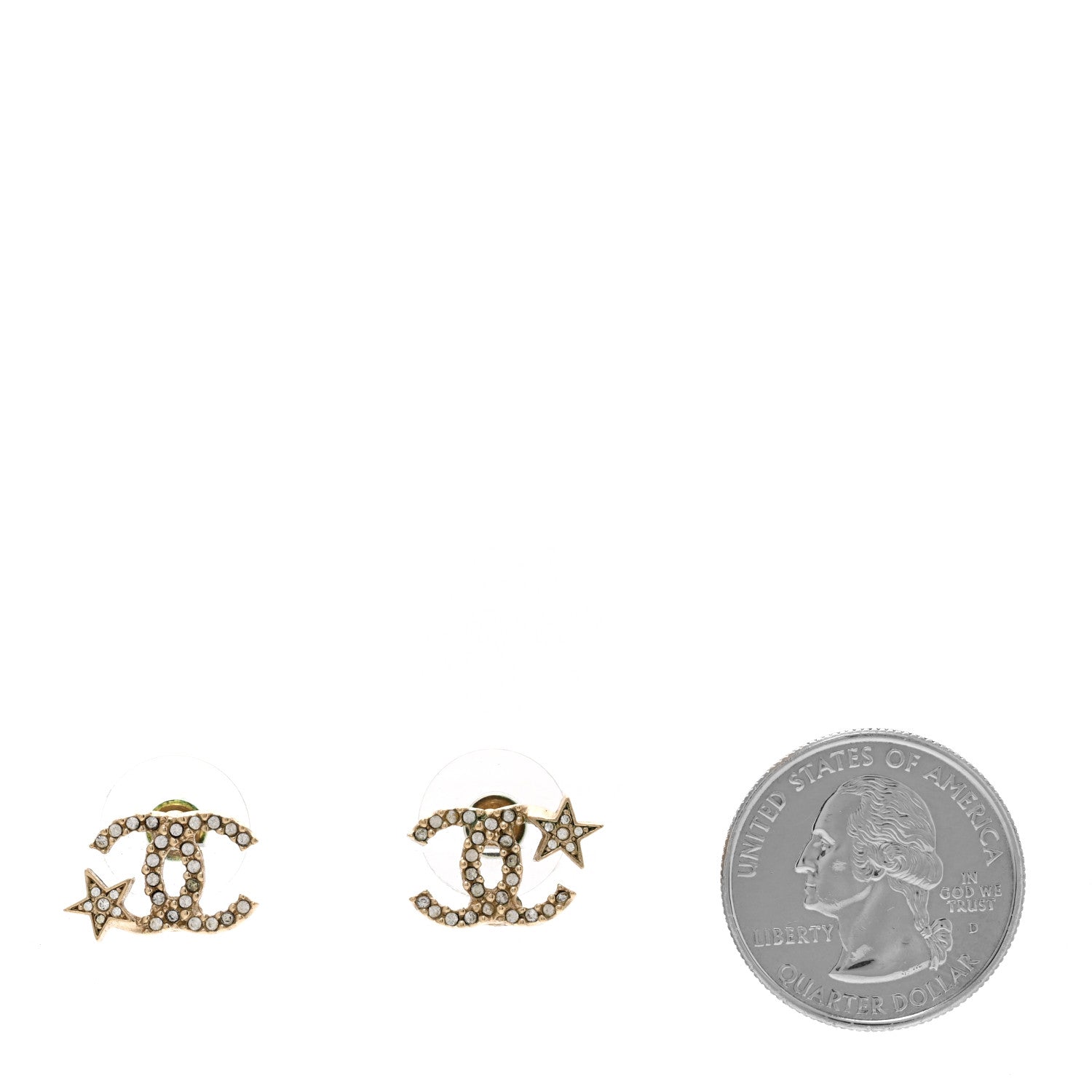 Chanel Crystal CC Starfall Earrings Gold 2 of 4