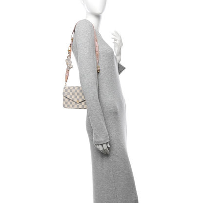 Louis Vuitton Damier Azur Felicie Strap & Go Rose Ballerine 2 of 13