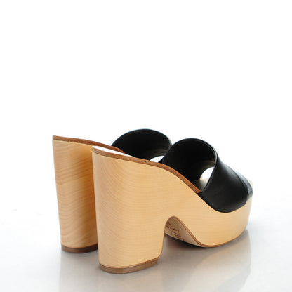 Chanel Calfskin Patent Wood CC Mules 37 Black 4 of 7