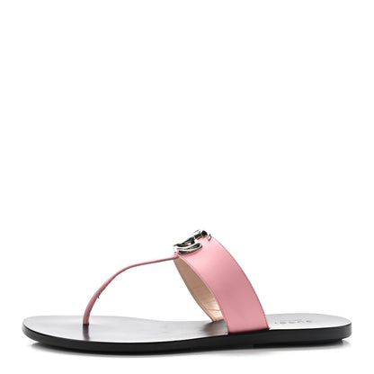 Gucci Calfskin GG Marmont Thong Sandals 37.5 Wild Rose 1 of 10