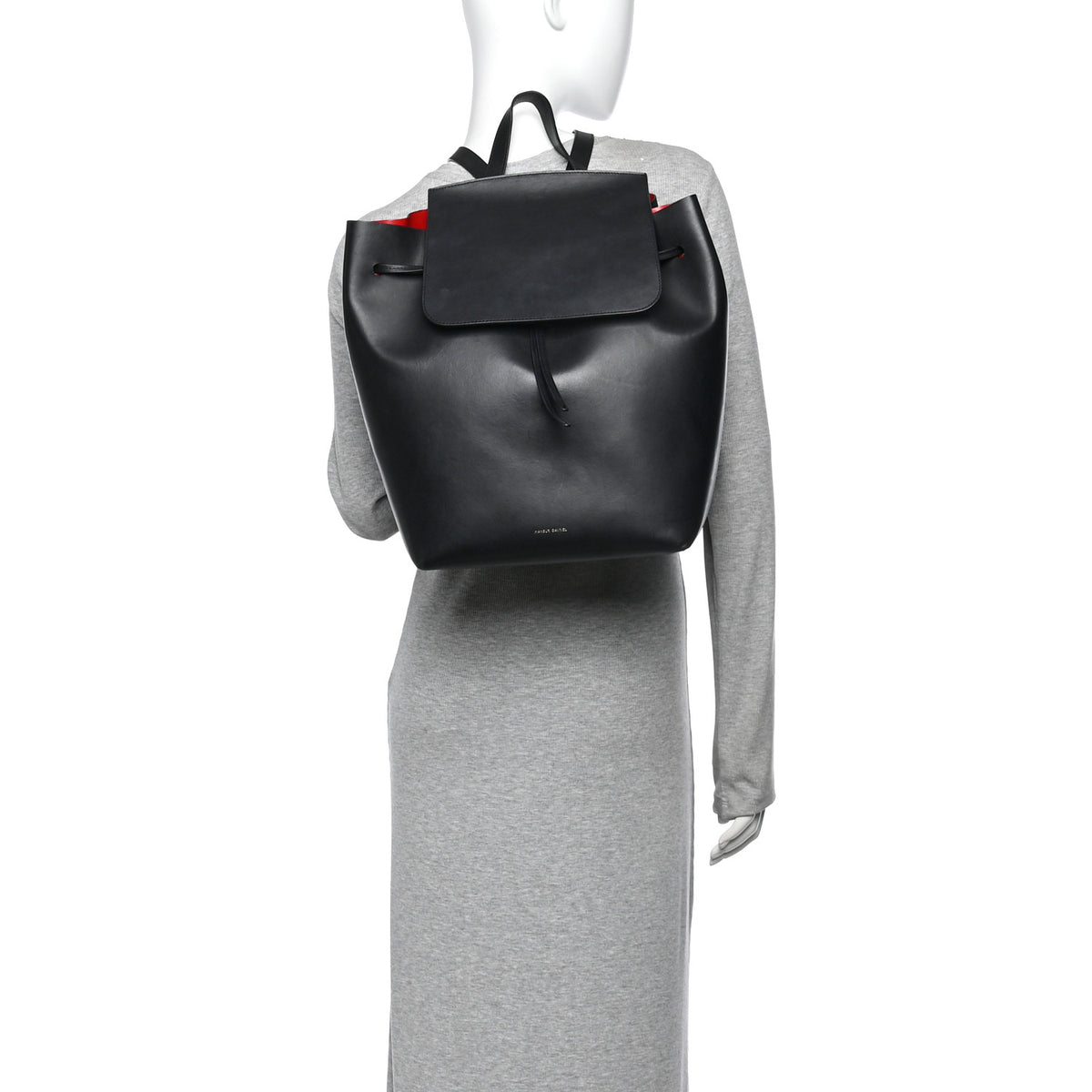 Mansur Gavriel Vegetable Tanned Calfskin Backpack Black Flamma 2 of 10