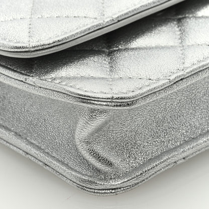 Chanel Metallic Goatskin Quilted Star Flap Waist Belt Bag Silver 8 of 9
