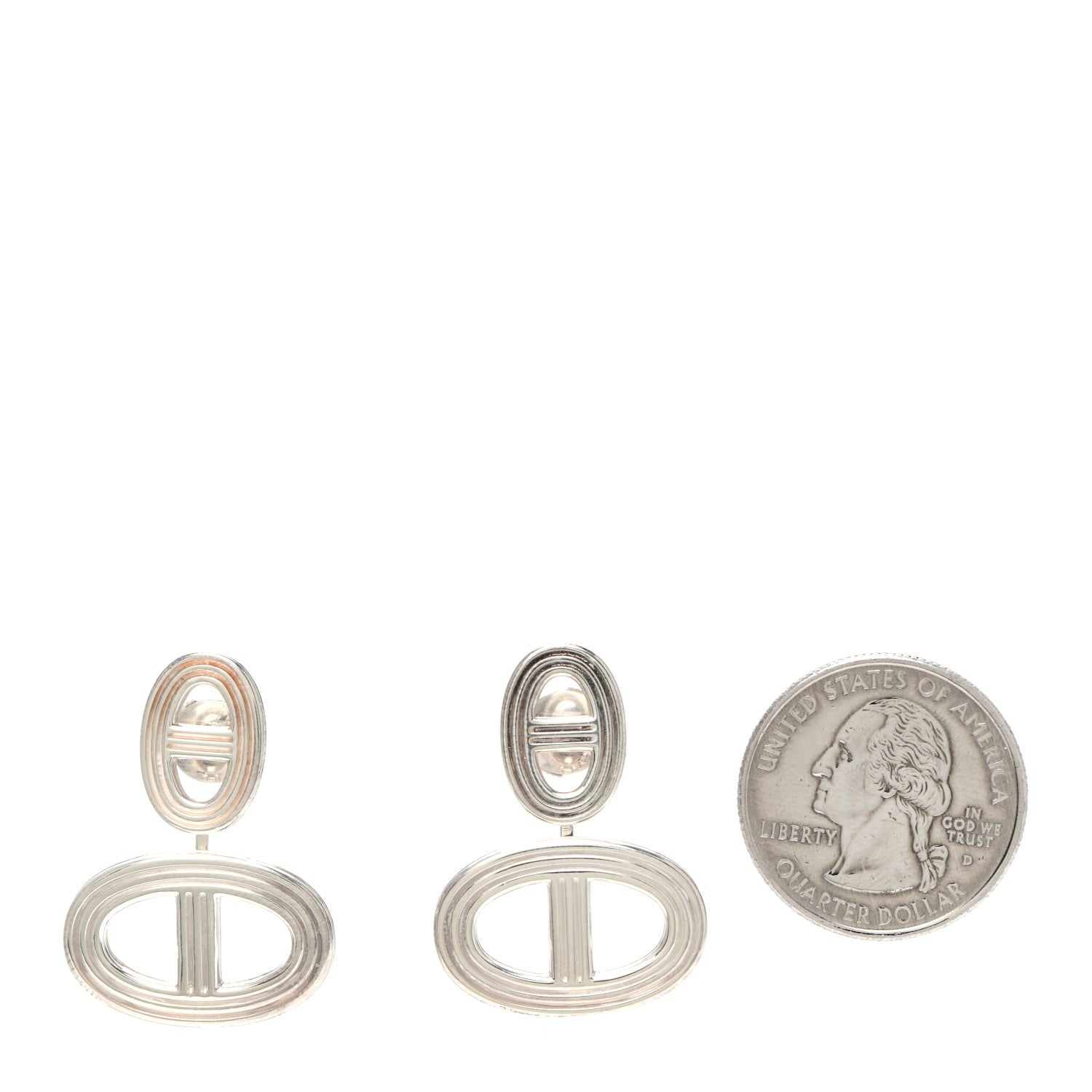 Hermes Sterling Silver GM Chaine D'Ancre 24 Earrings 2 of 5
