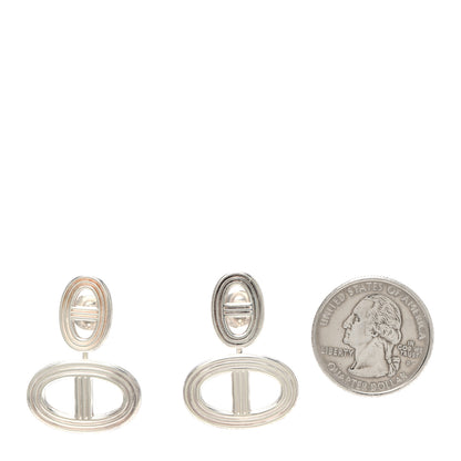 Hermes Sterling Silver GM Chaine D'Ancre 24 Earrings 2 of 5