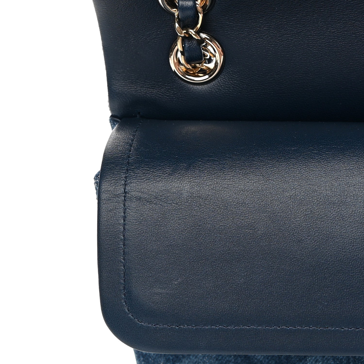 Chanel Printed Denim Quilted Medium Double Flap Dark Blue 12 of 12
