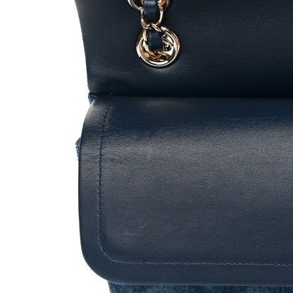 Chanel Printed Denim Quilted Medium Double Flap Dark Blue 12 of 12