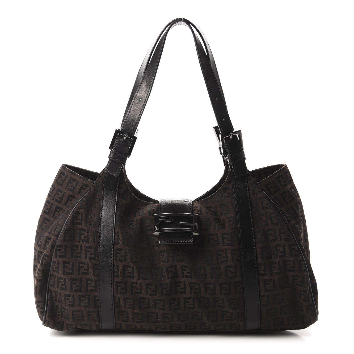 Fendi Zucchino Shoulder Bag Dark Brown 1 of 11