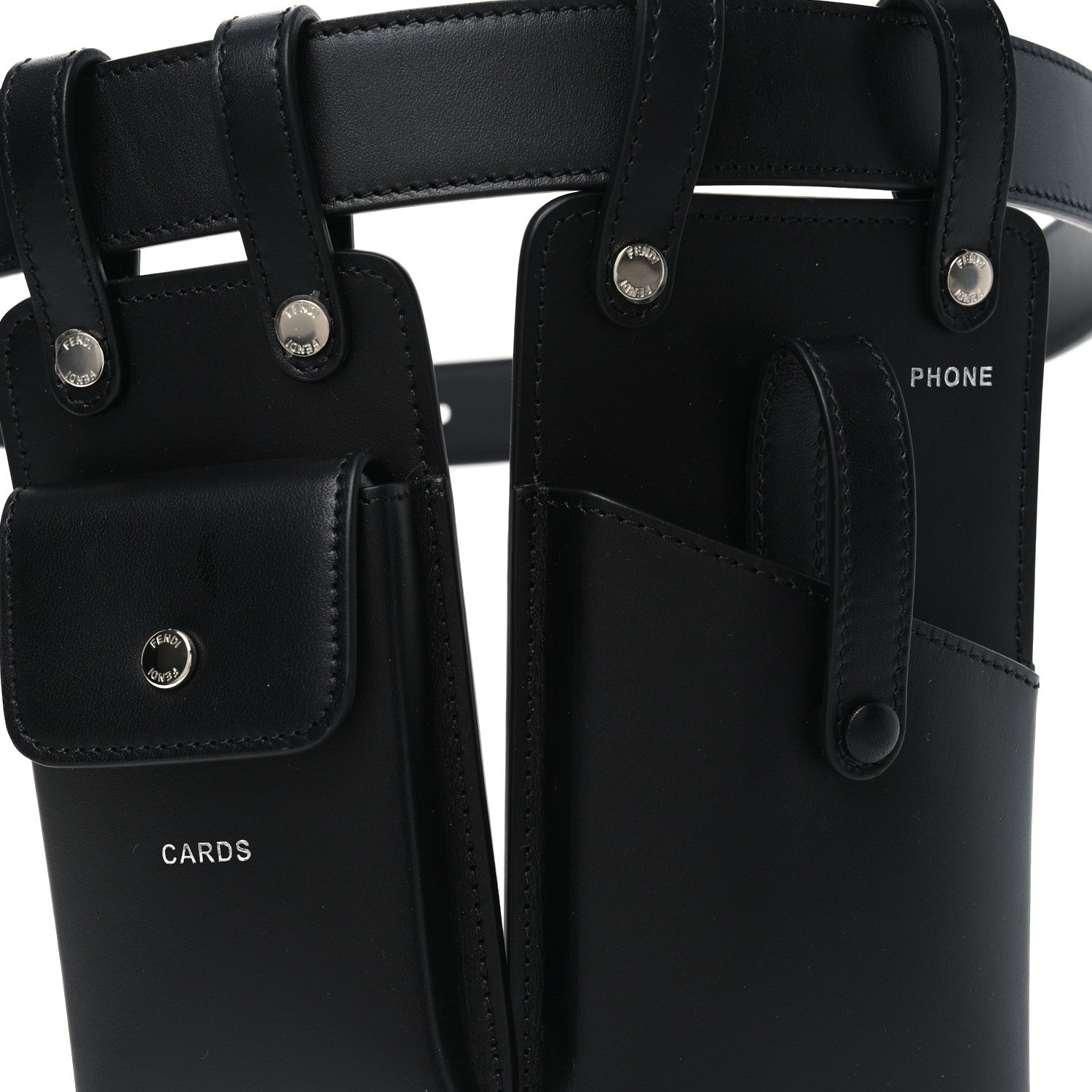 Fendi Vitello Glacier Utility Belt Pouch 85 34 Black 5 of 9