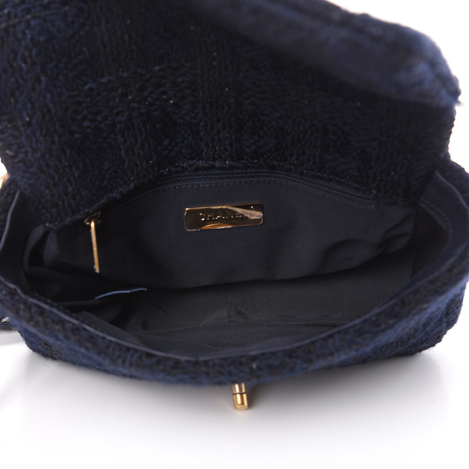 Chanel Tweed Quilted Medium 19 Flap Navy Blue Black 5 of 10