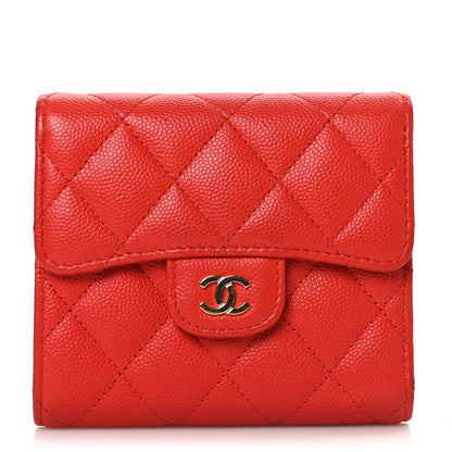 Chanel Caviar Quilted Compact Flap Wallet Red 1 of 8