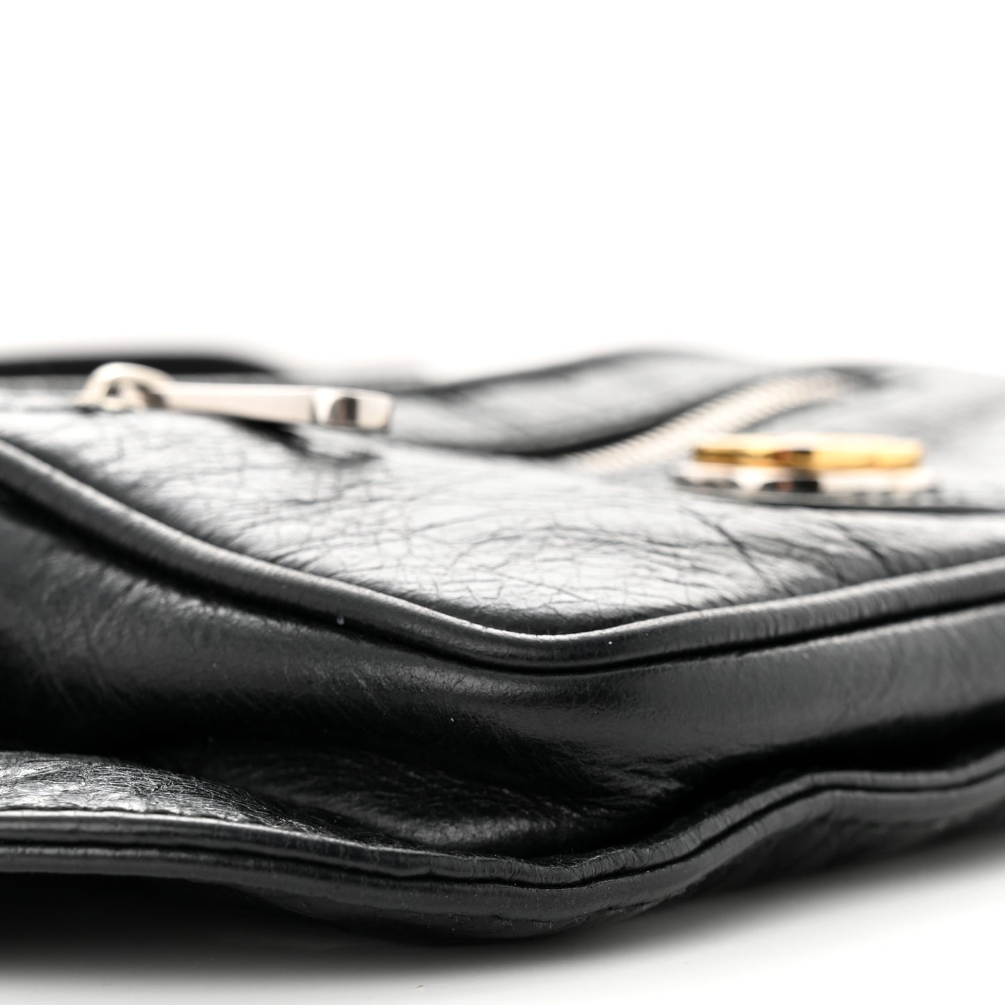 Fluffy Calfskin Morpheus Double Zip Belt Bag Black