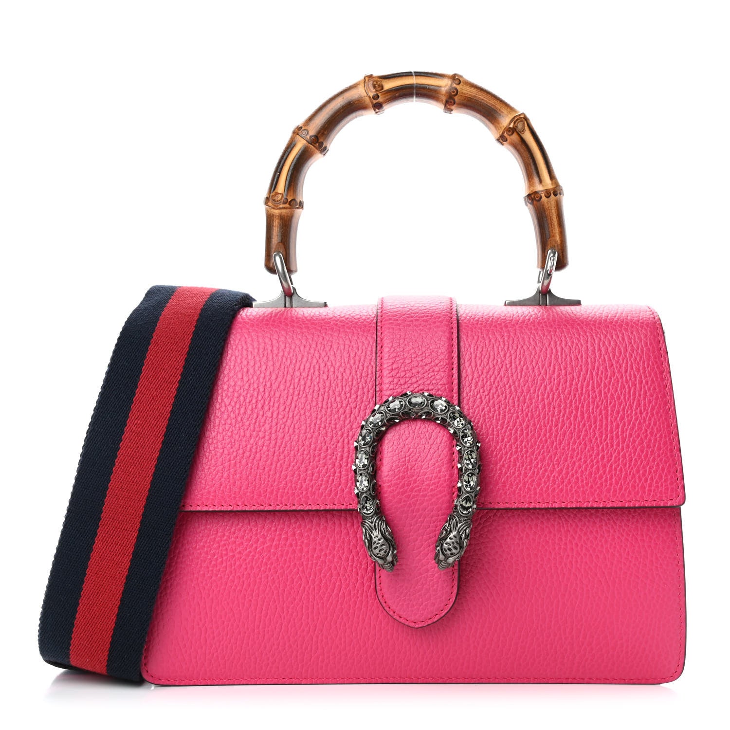 Gucci Dollar Calfskin Crystal Web Medium Dionysus Bamboo Top Handle Bag Box Pink Black Diamond 1 of 4