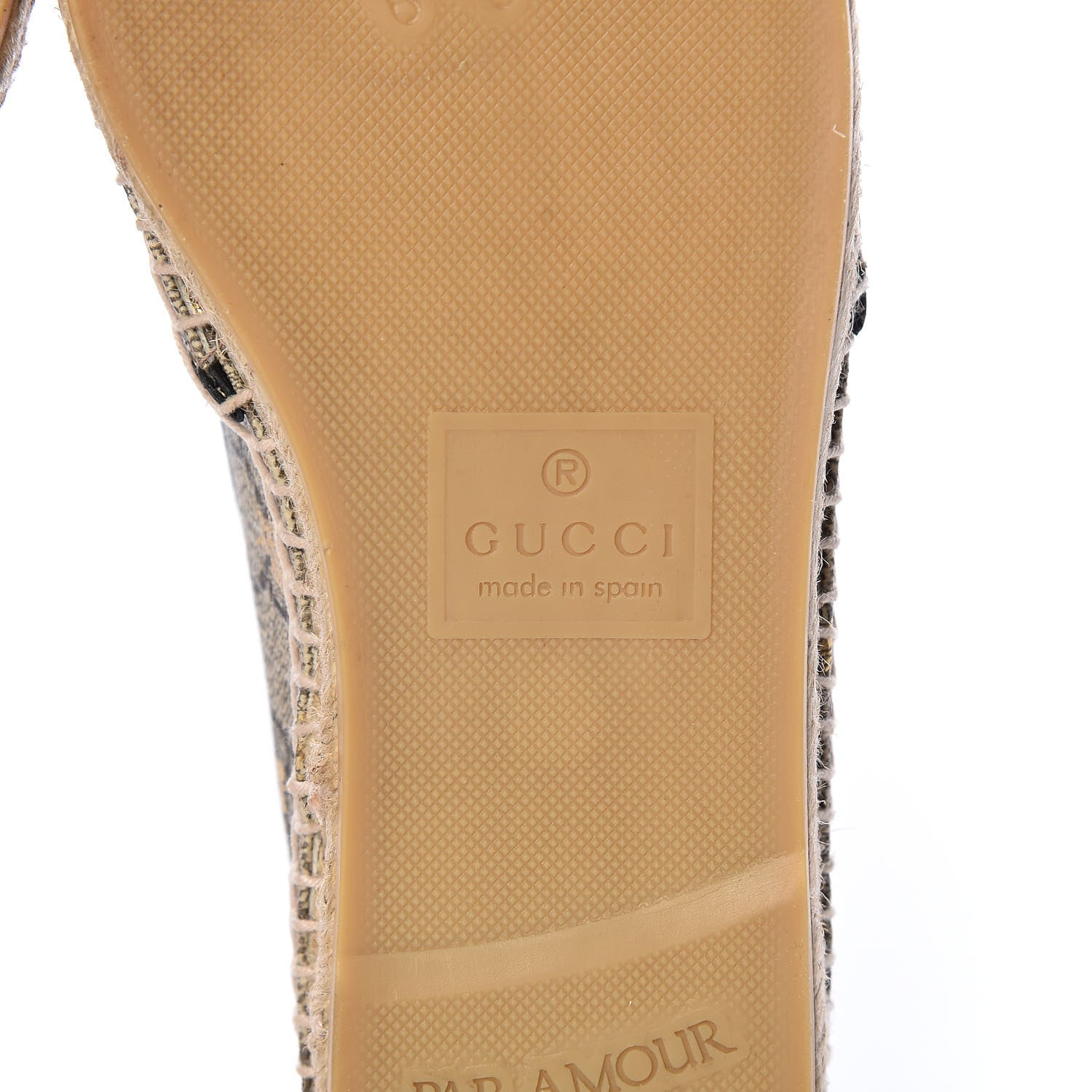 Gucci GG Supreme Monogram Bees Espadrille Flats 37.5 Beige Ebony Oro Black 11 of 13