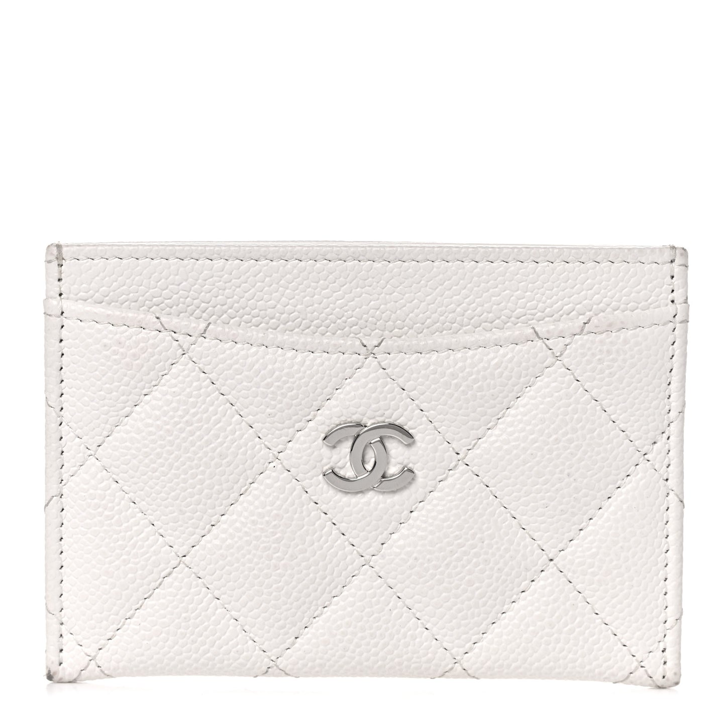 Caviar Quilted Card Holder White