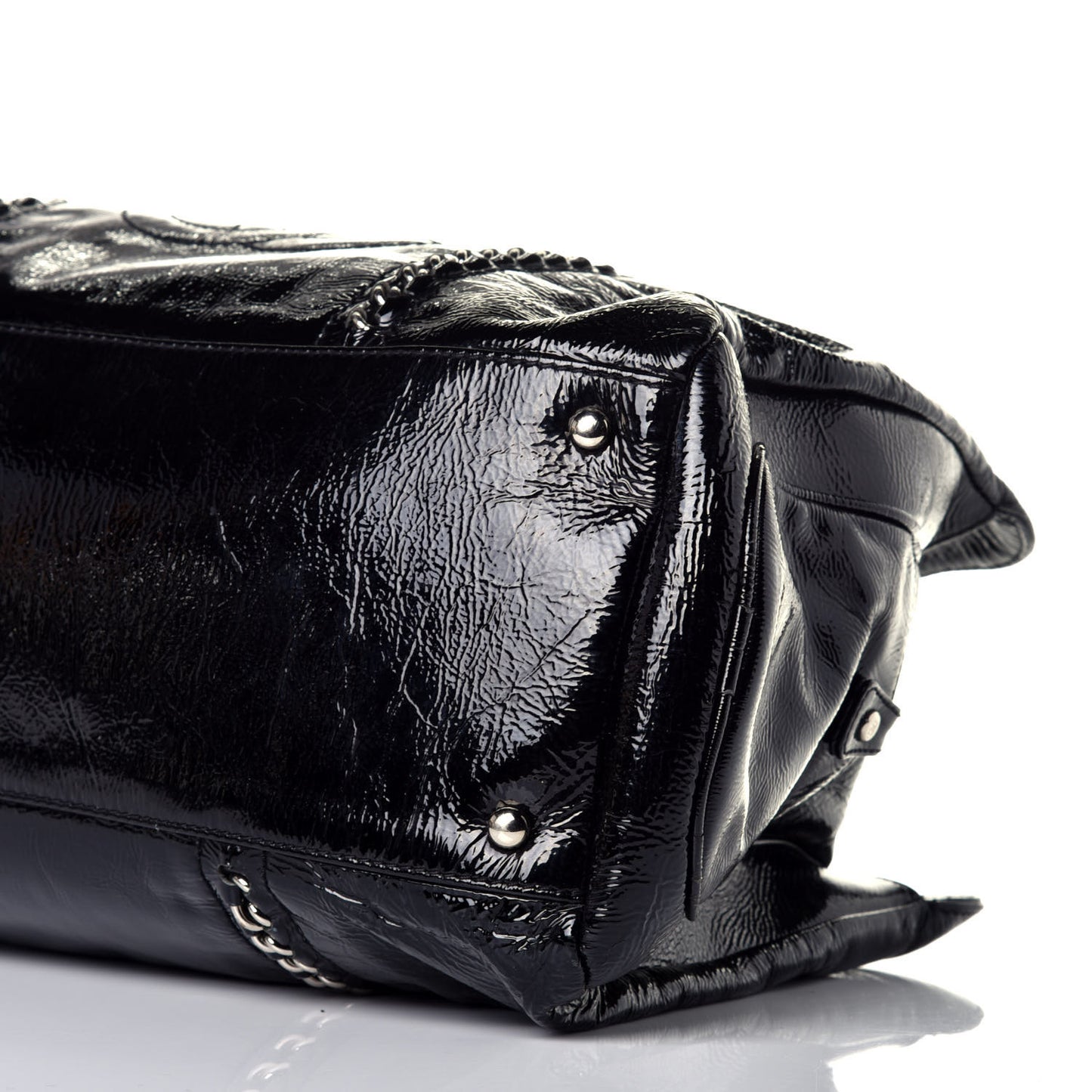 Patent Calfskin Large Luxe Ligne Tote Black