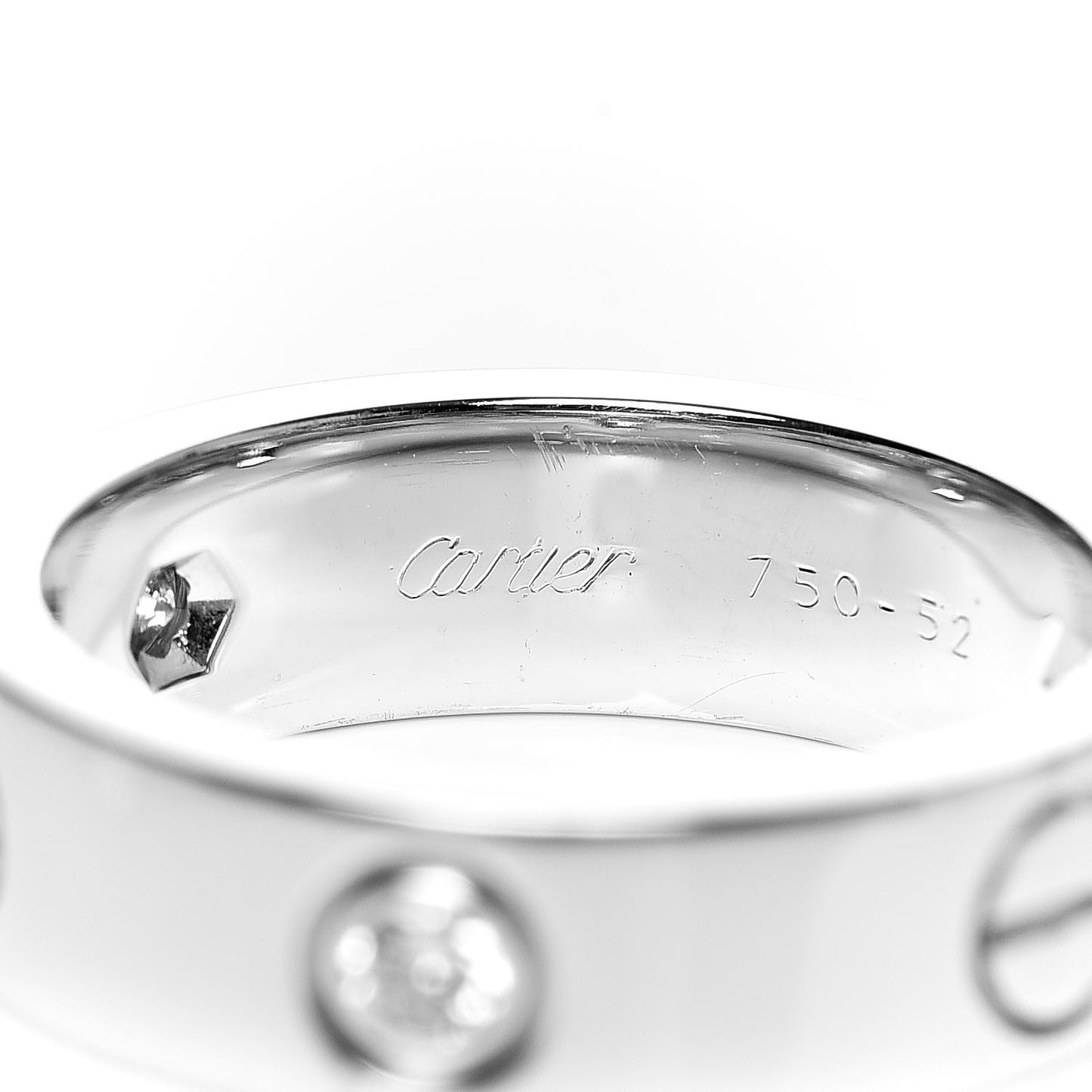 18K White Gold 3 Diamond 5.5mm LOVE Ring 52 6