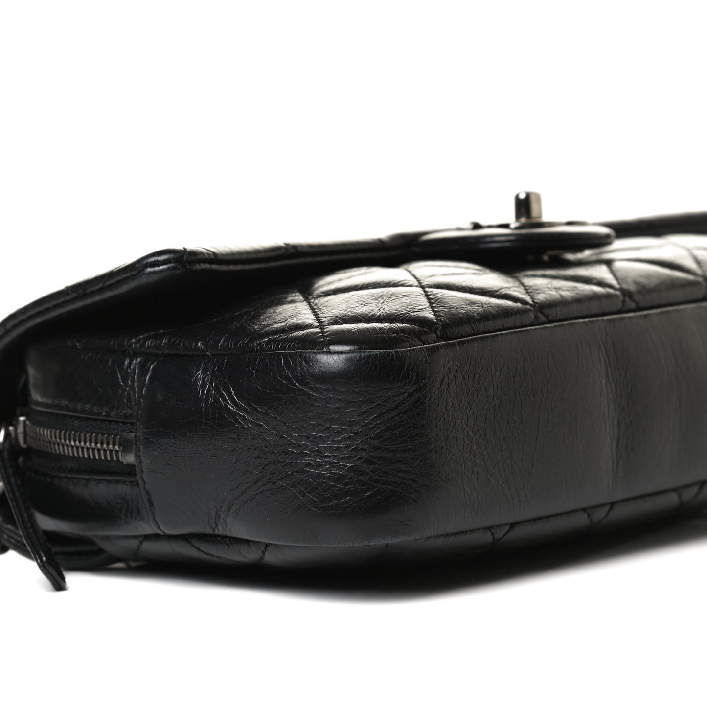 Glazed Calfskin Medium Duo Color Flap Black