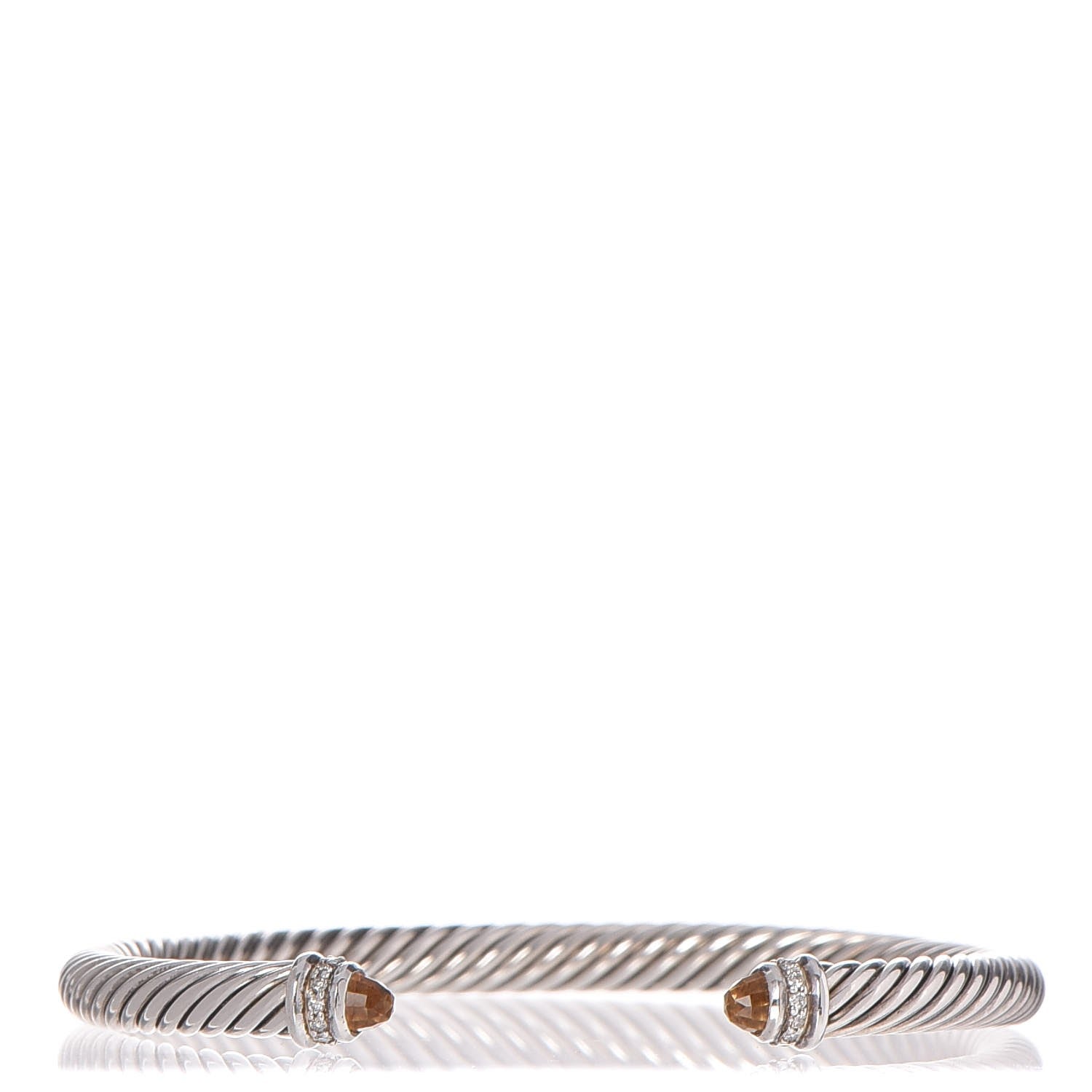 David Yurman Sterling Silver Diamond Citrine 5mm Cable Classics Bracelet 1 of 4