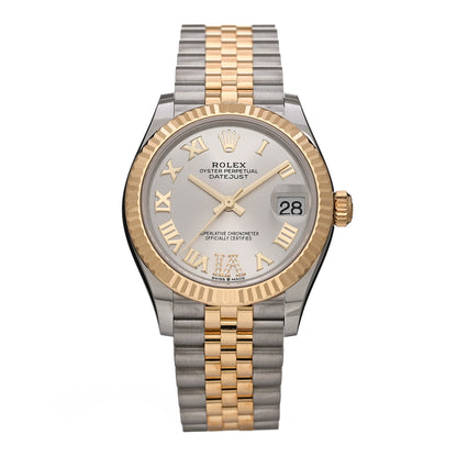 Rolex Stainless Steel 18K Yellow Gold Diamond 31mm Oyster Perpetual Datejust Watch Silver Roman 278273 1 of 5
