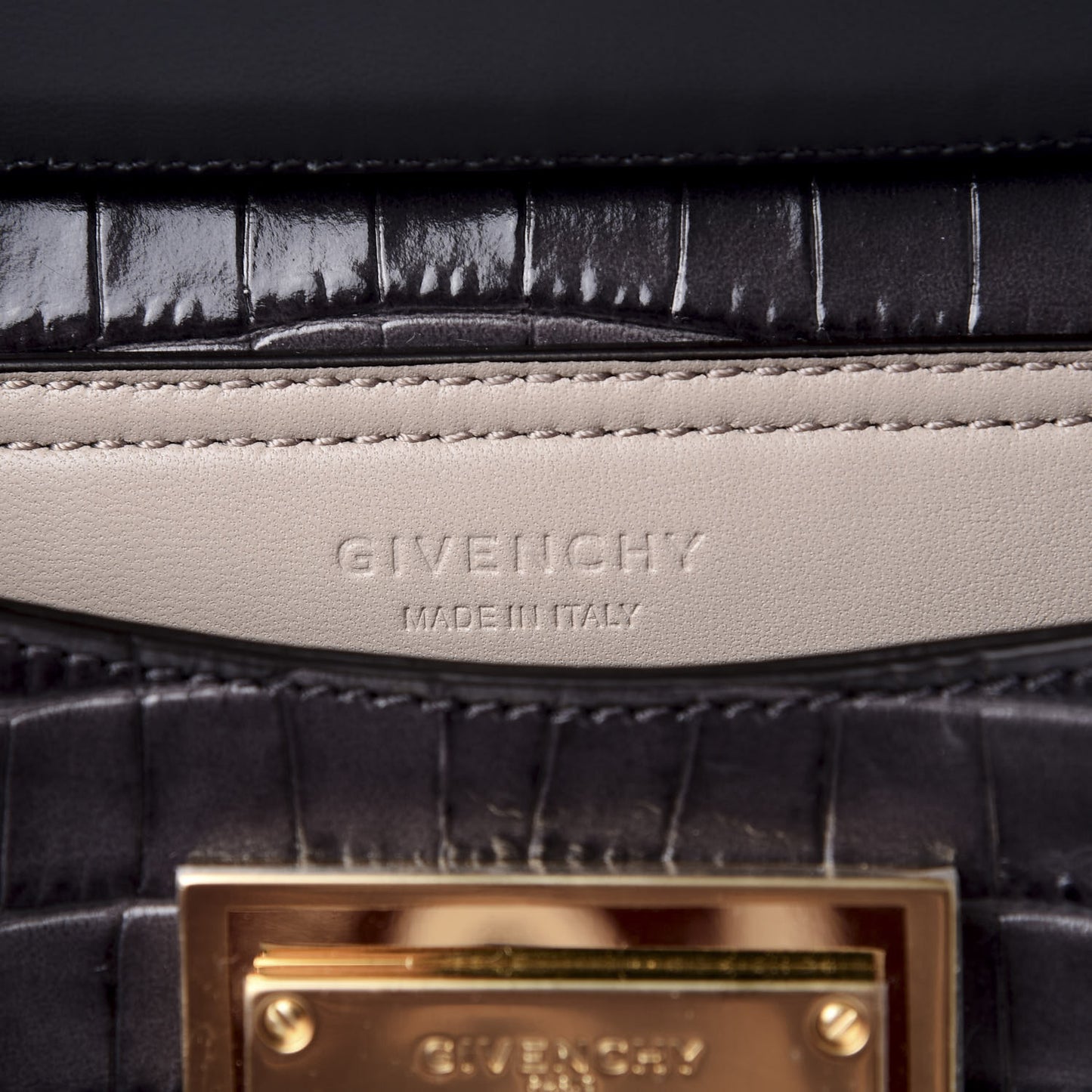 Calfskin Crocodile Embossed Mini Mystic Shoulder Bag Storm Grey