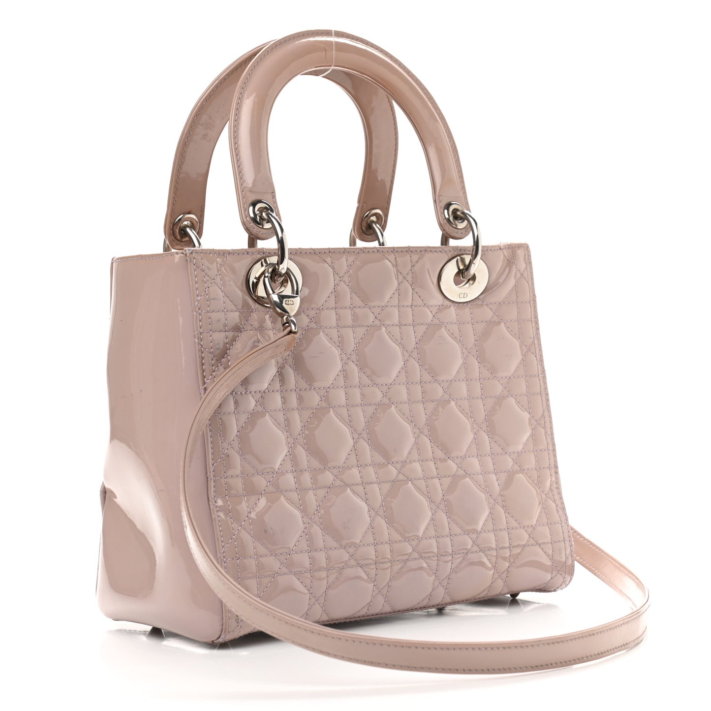 Patent Cannage Medium Lady Dior Rose Clair