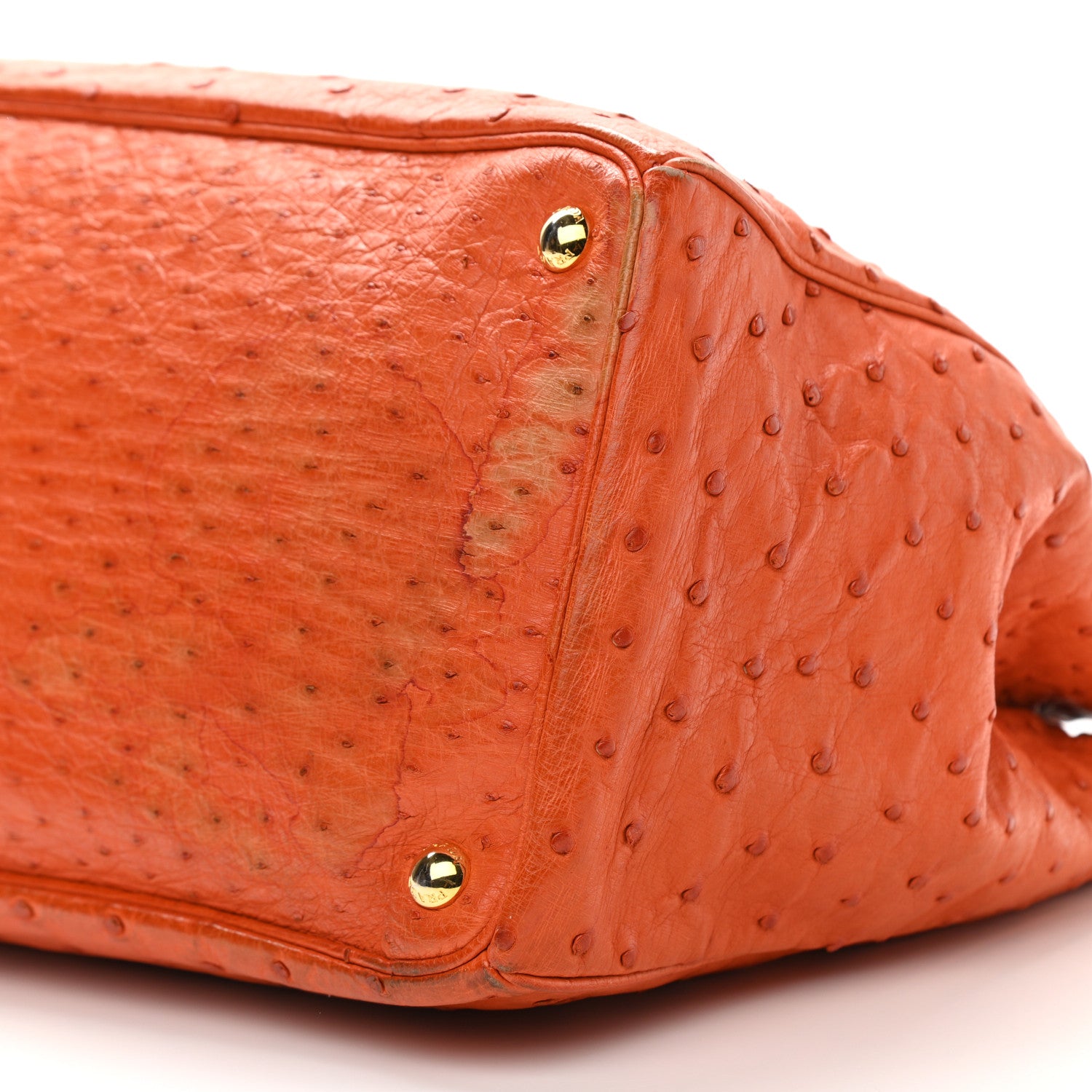 Prada Ostrich Double Zip Tote Papaya 10 of 18