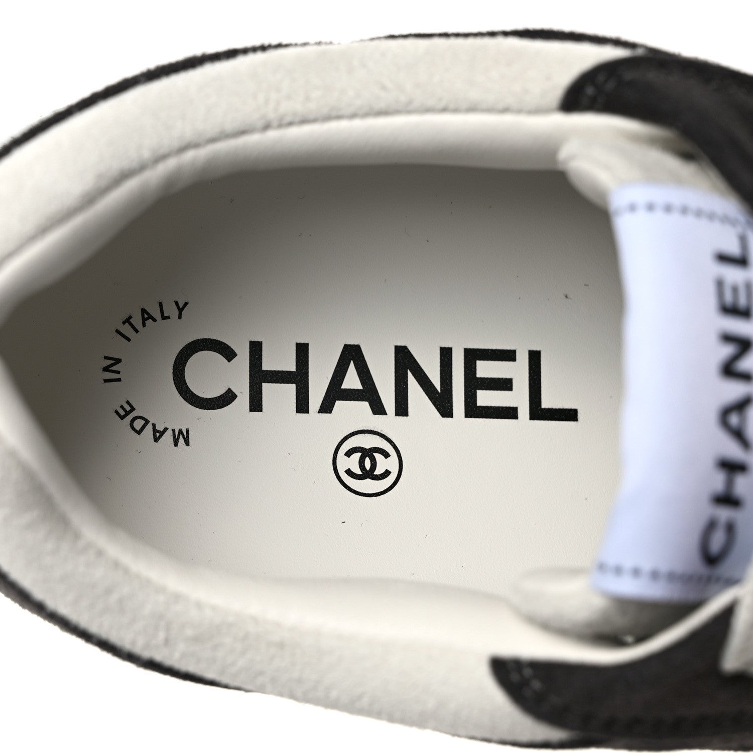 Chanel Suede Kidskin Womens CC Sneakers 36.5 Black White 7 of 9