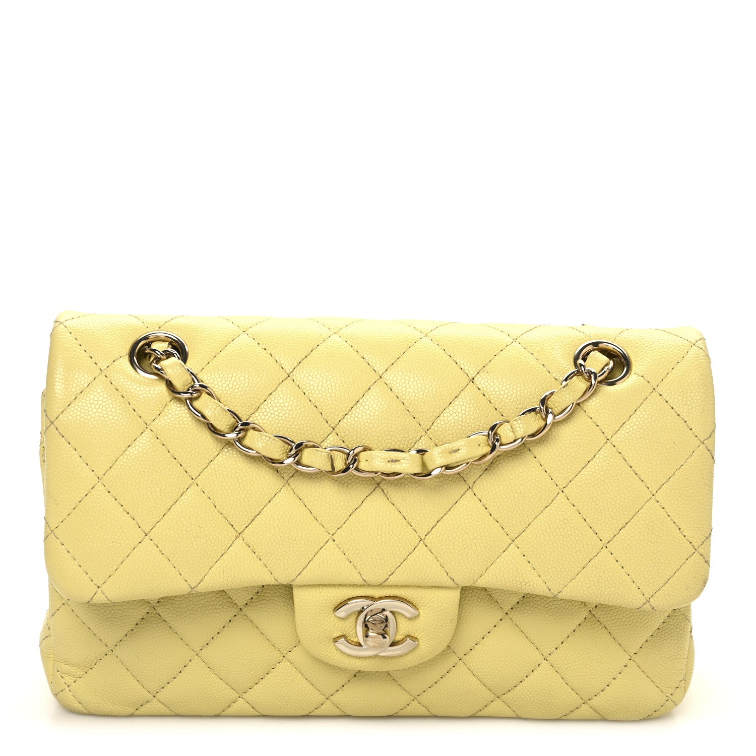Chanel Caviar Quilted Small Double Flap Light Yellow 1 of 12