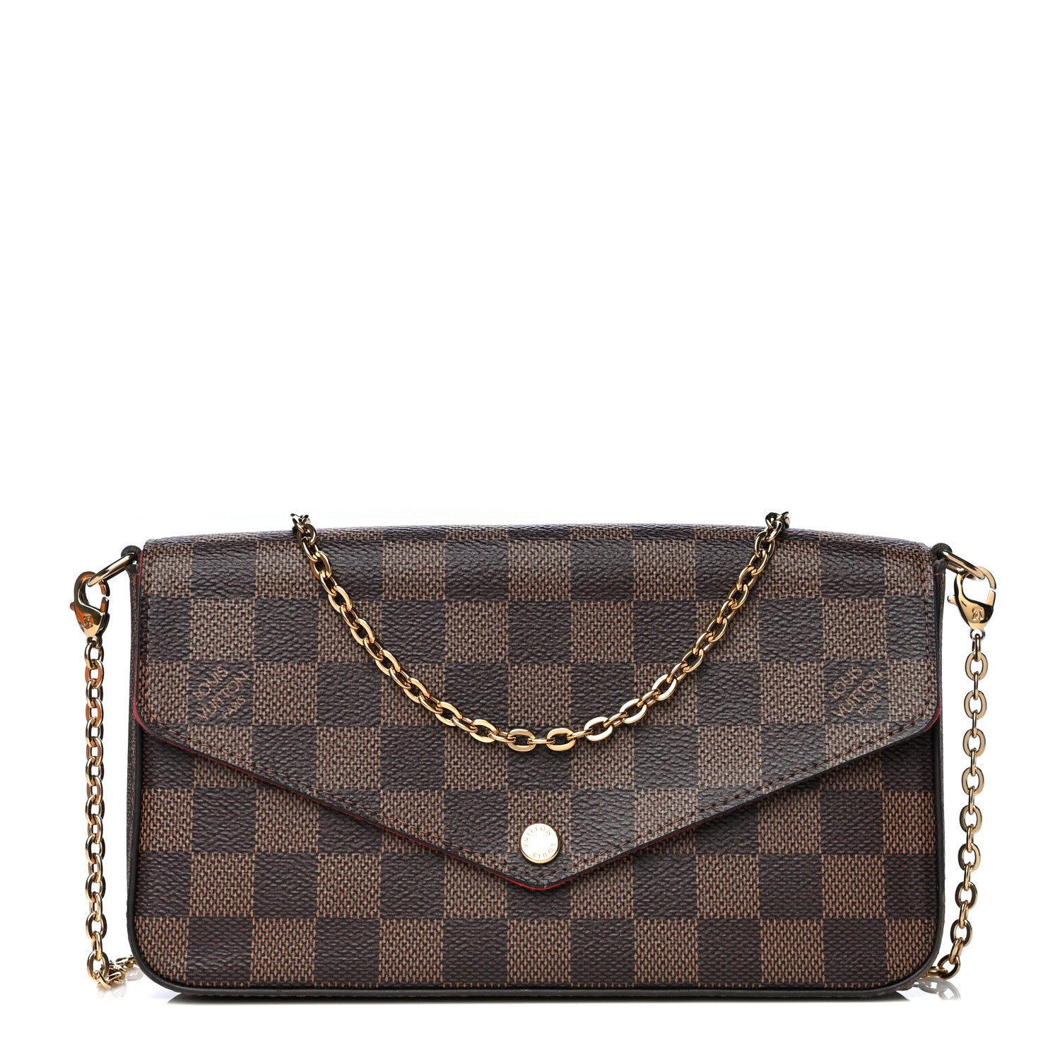 Louis Vuitton Damier Ebene Pochette Felicie Chain Wallet 1 of 14