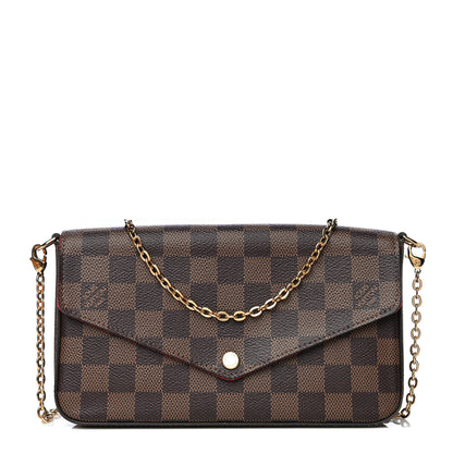 Louis Vuitton Damier Ebene Pochette Felicie Chain Wallet 1 of 14