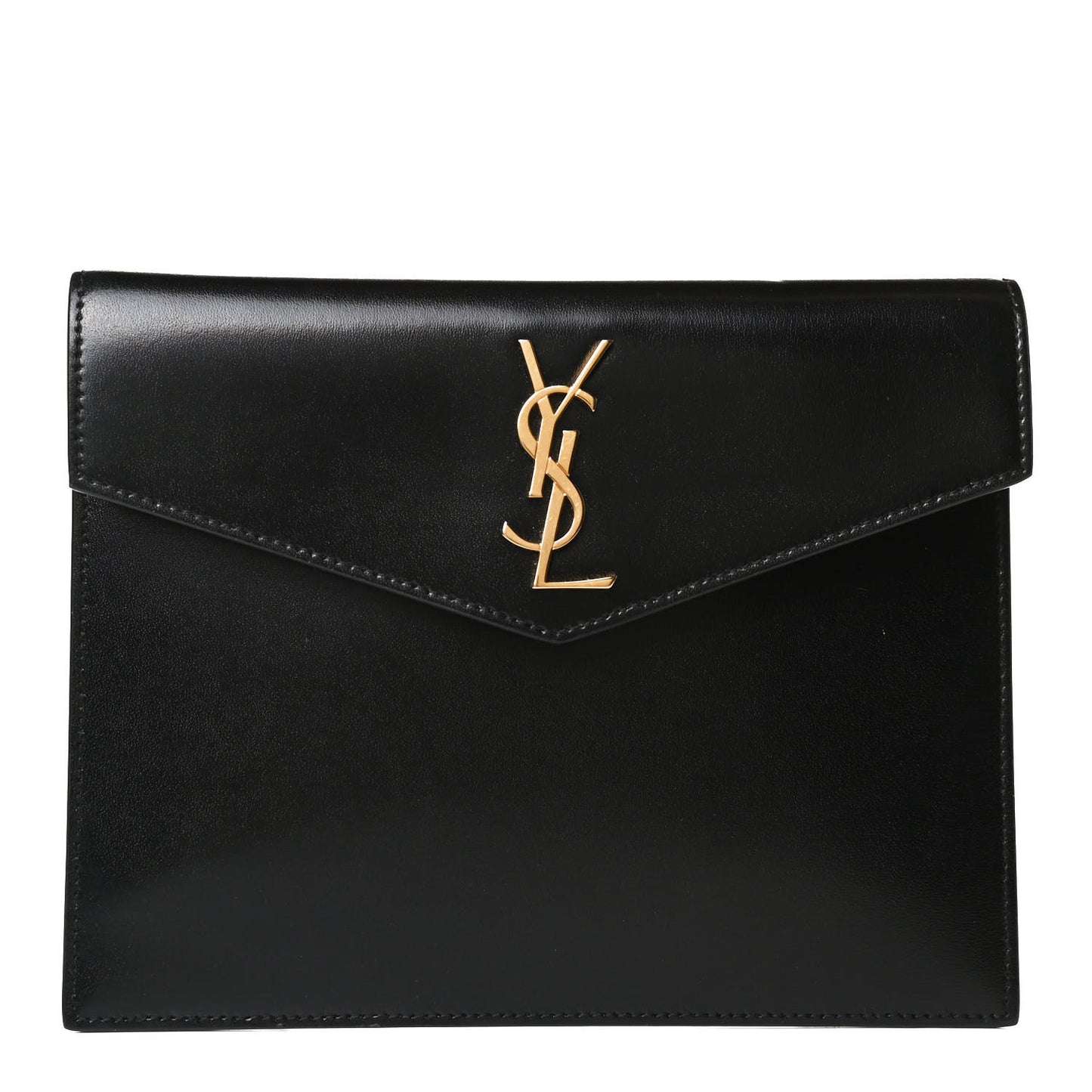 Smooth Shiny Calfskin Monogram Uptown Baby Pouch Black