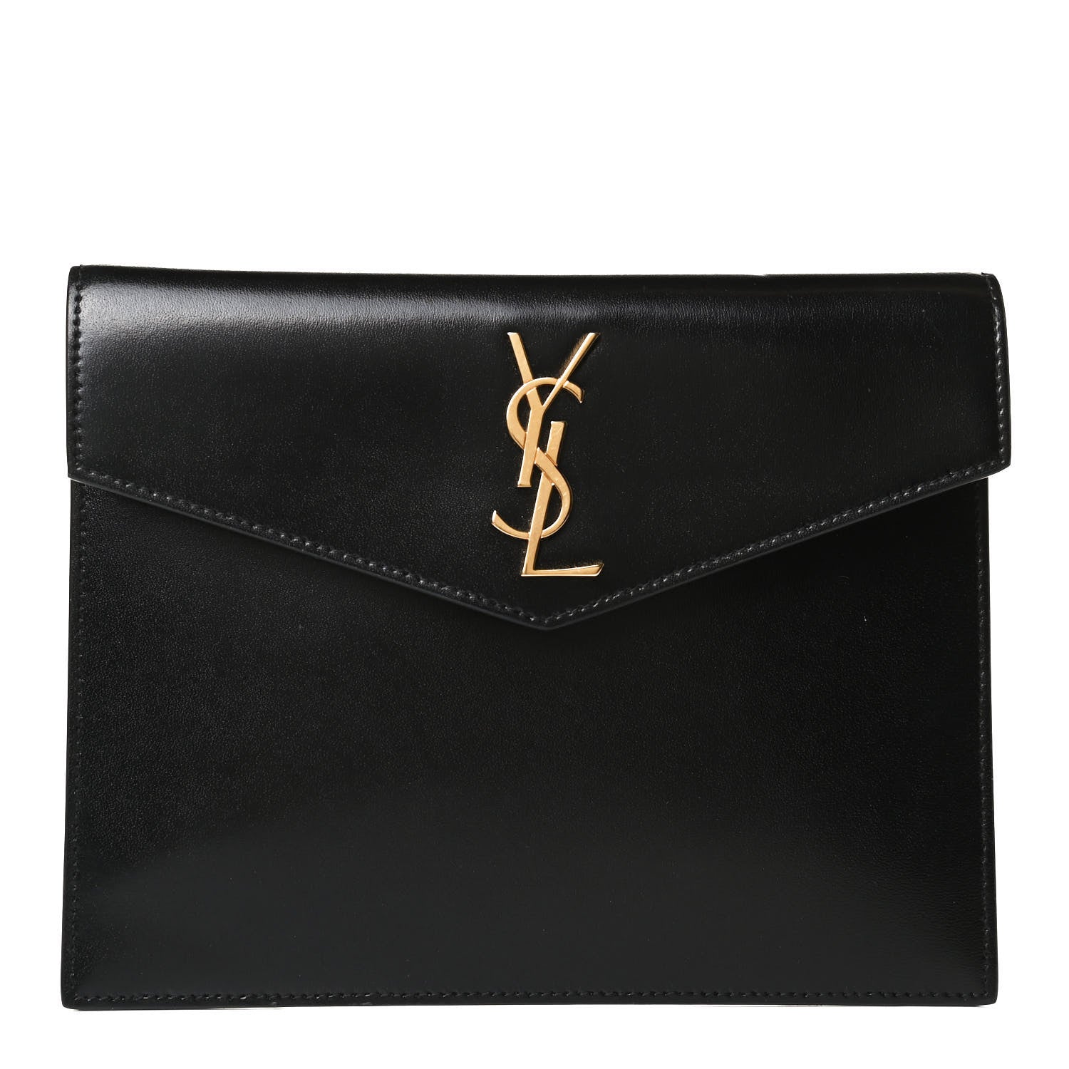 Saint Laurent Smooth Shiny Calfskin Monogram Uptown Baby Pouch Black 1 of 10