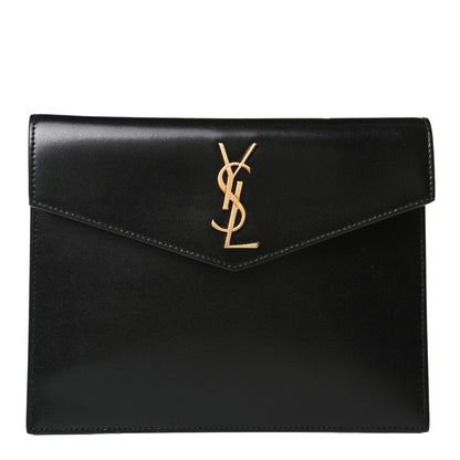 Saint Laurent Smooth Shiny Calfskin Monogram Uptown Baby Pouch Black 1 of 10