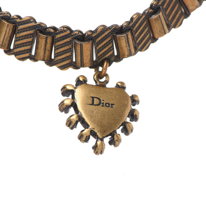 Christian Dior Metal Heart Choker Necklace Aged Gold 5 of 5