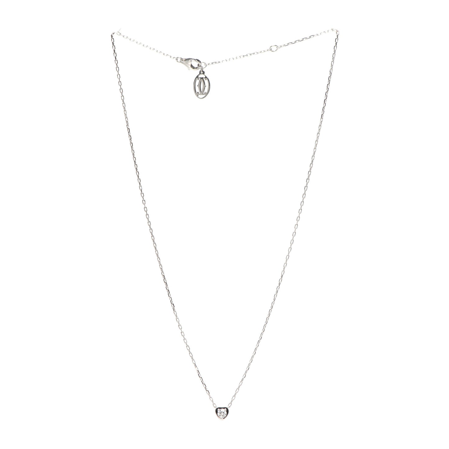 18K White Gold Diamond D'Amour Heart Pendant Necklace