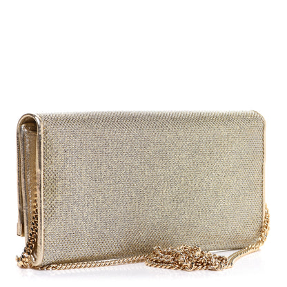 Jimmy Choo Glitter Fabric Milla Chain Wallet Champagne 3 of 10